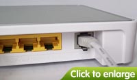 Plug the other end of the cable into the DSL socket on the back of the router.