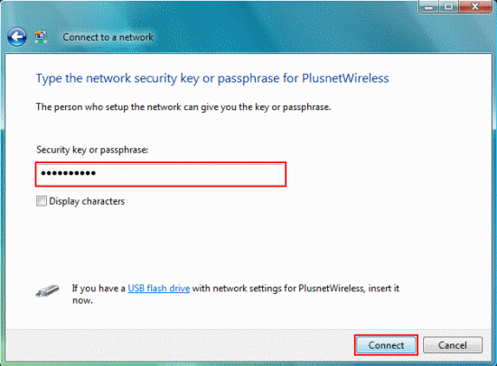 Enter your wireless key.