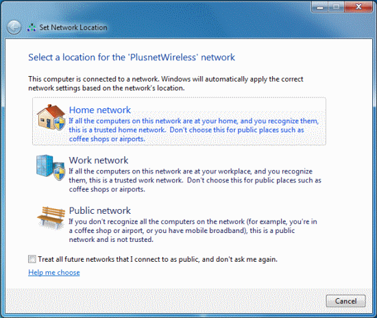 Choose a location for your network.