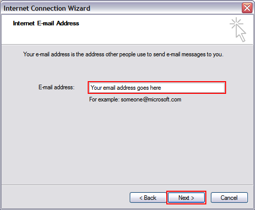 Enter the address you're setting up, this could be a Plusnet address (yourname@username.plus.com) or a hosted domain address (yourname@yourdomain.co.uk)