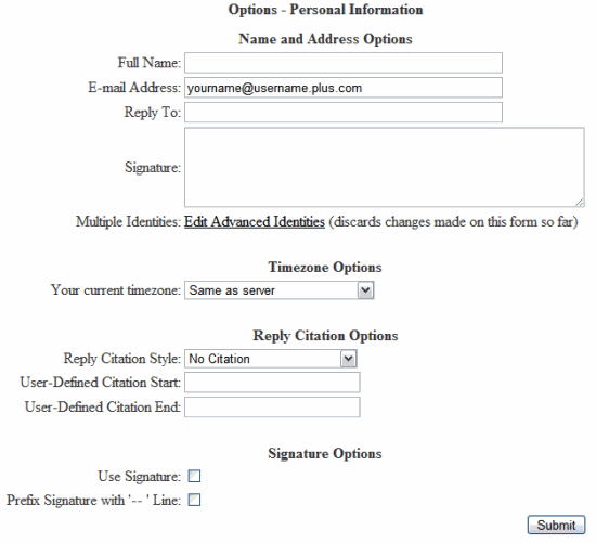 Webmail - Personal Info