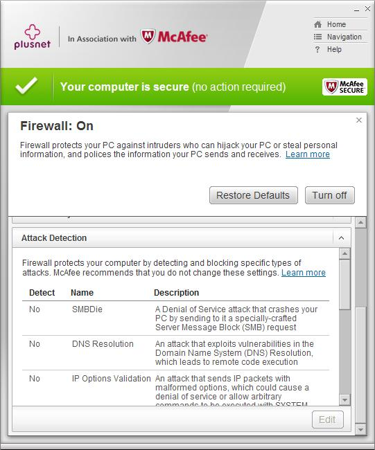 McAfee Firewall firewall attack
