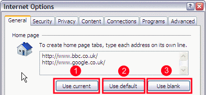 Tools - Internet Options - General - Home Page Options