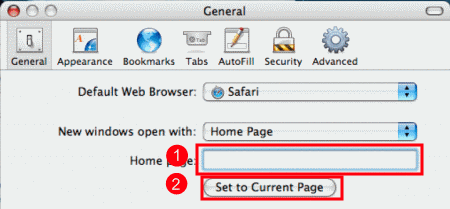 Preferences - General - Home Page