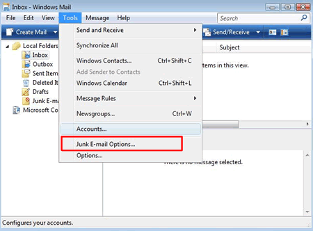 Vista - Windows Mail - Spam Protection