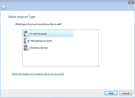 Vista - Windows Mail - Add Mail