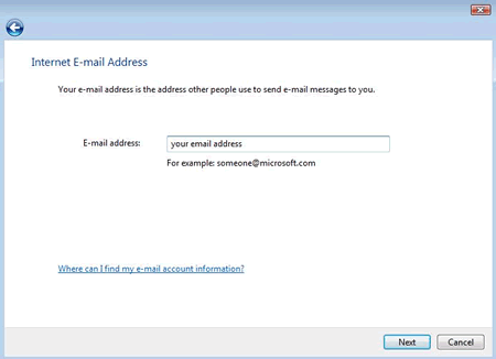 Vista - Windows Mail - email address