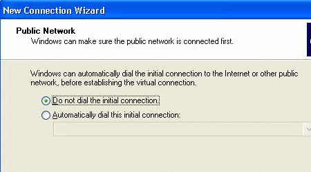 New connection wizard public network