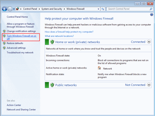 Use the options here to toggle the firewall on or off, we recommend keeping the firewall on